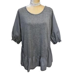 Allegra K Heather Grey Multi Media Top Women XL